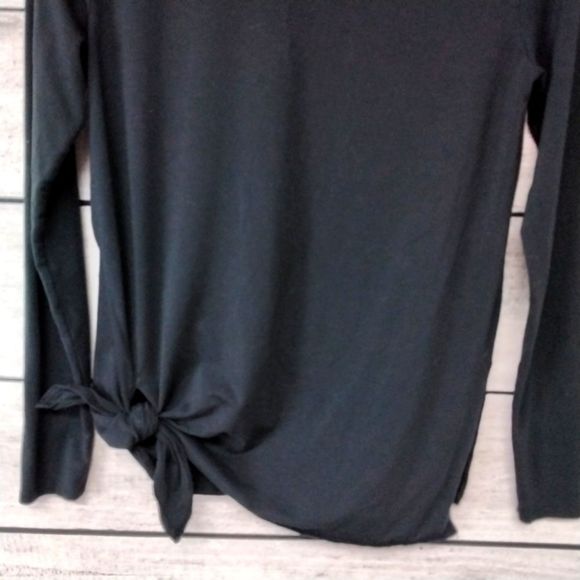 Fabletics Top Sz XXS  Black Side Tie Knit  Long Sleeve Activewear Leisurewear - Picture 2 of 9